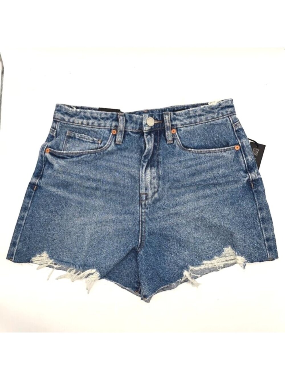 BLANKNYC High Rise Cutoff Denim Shorts Size 28 Blue Raw Hem NWT
